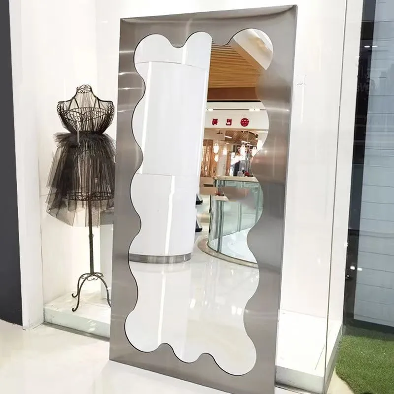 A Clothing store landing irregular personality special-shaped art mirror stainless steel full body mirror household