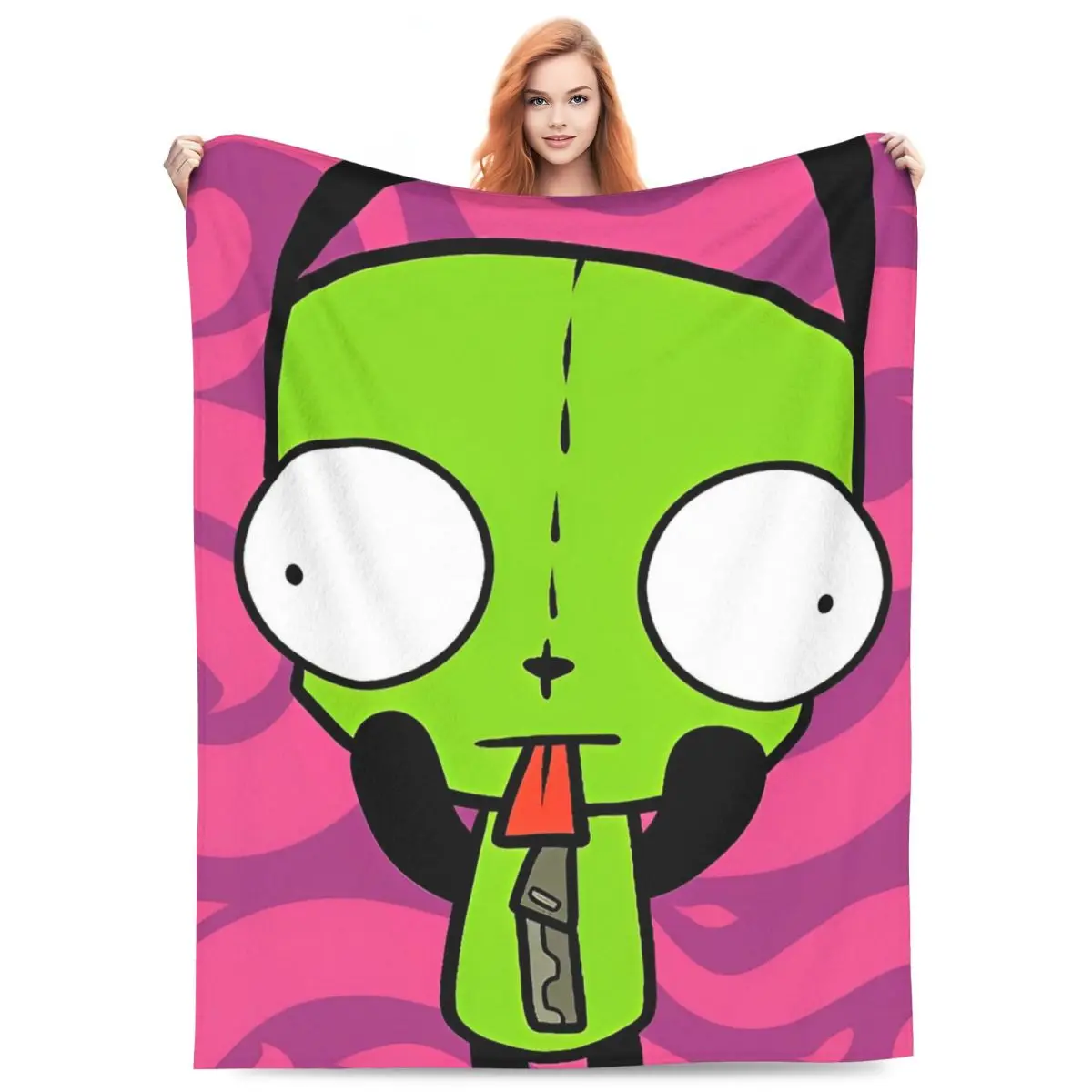 

Invader Zim Gir Blanket Velvet Textile Decor Multifunction Super Warm Throw Blankets for Bed Couch Bedding Throws