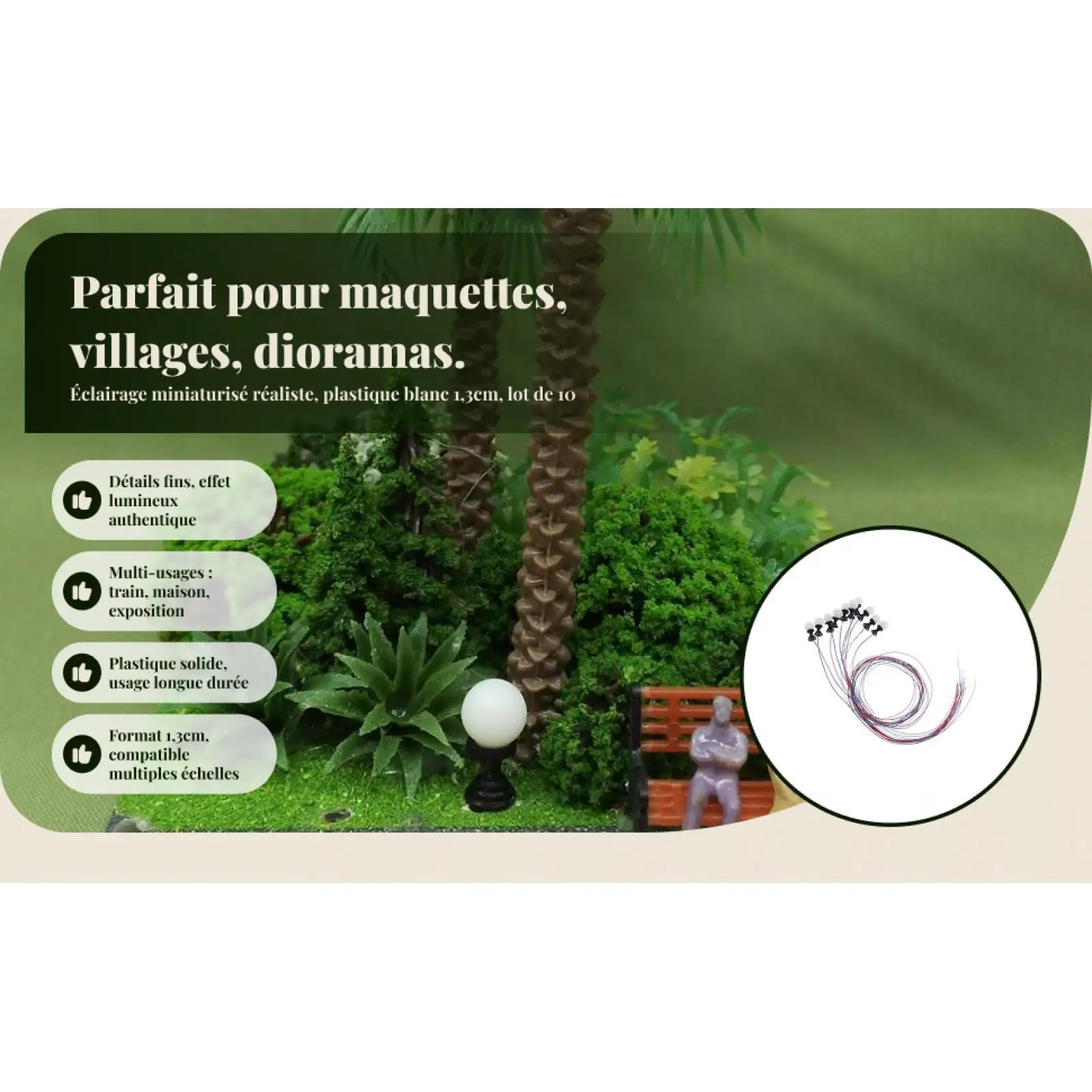 10 قطعة المنمنمات LED ضوء قطار السكك الحديدية شارع عمود الإنارة المشهد