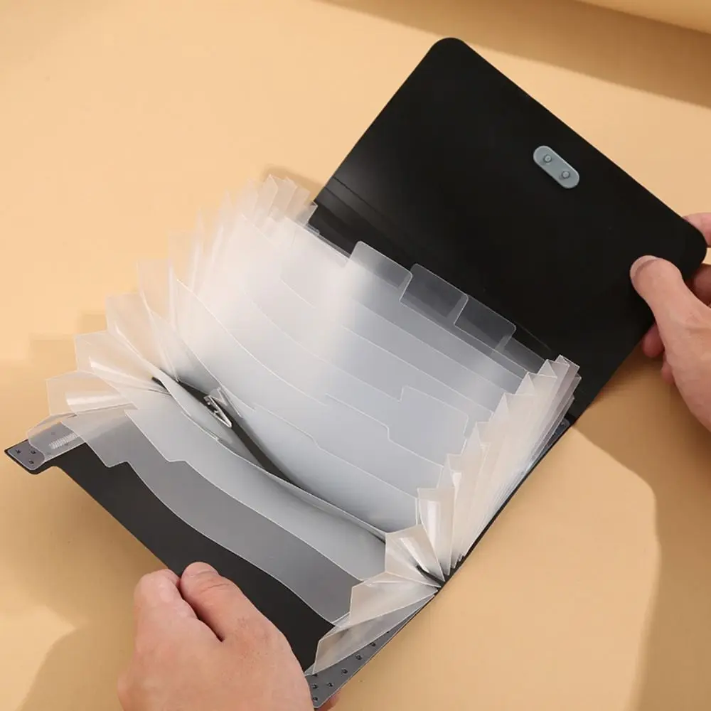 Portable Stripe Rainbow Organ Bag 13-grid Wear-resistant A6 File Storage Bag Large-capacity Spring Rope Bill Package School