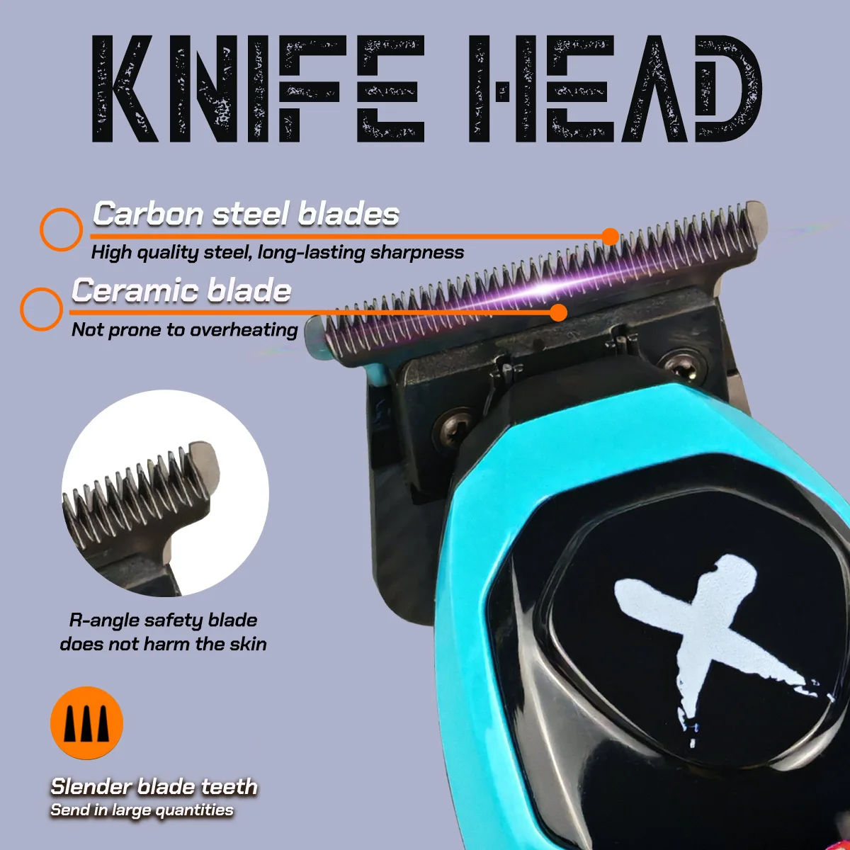 Professioneller Friseursalon-Haarschneider BRD-339, 6500–7500 U/min, formende Haarschneidemaschine für Männer, Bartschneidewerkzeug, lila Rasierer