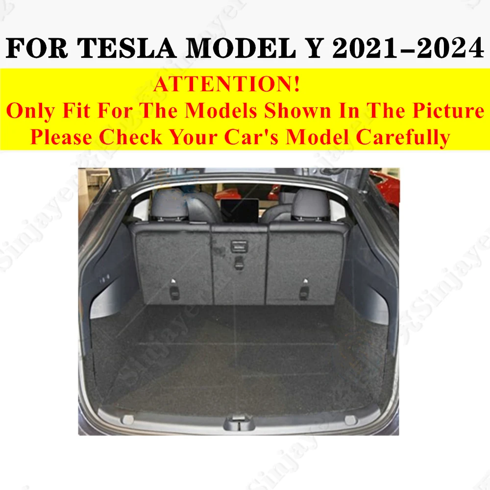 Car Trunk Mat For Tesla Model Y 2024 2023 2022 2021 Rear Cargo Cover Carpet Liner Tail Interior Vehicles Parts Boot Luggage Pad