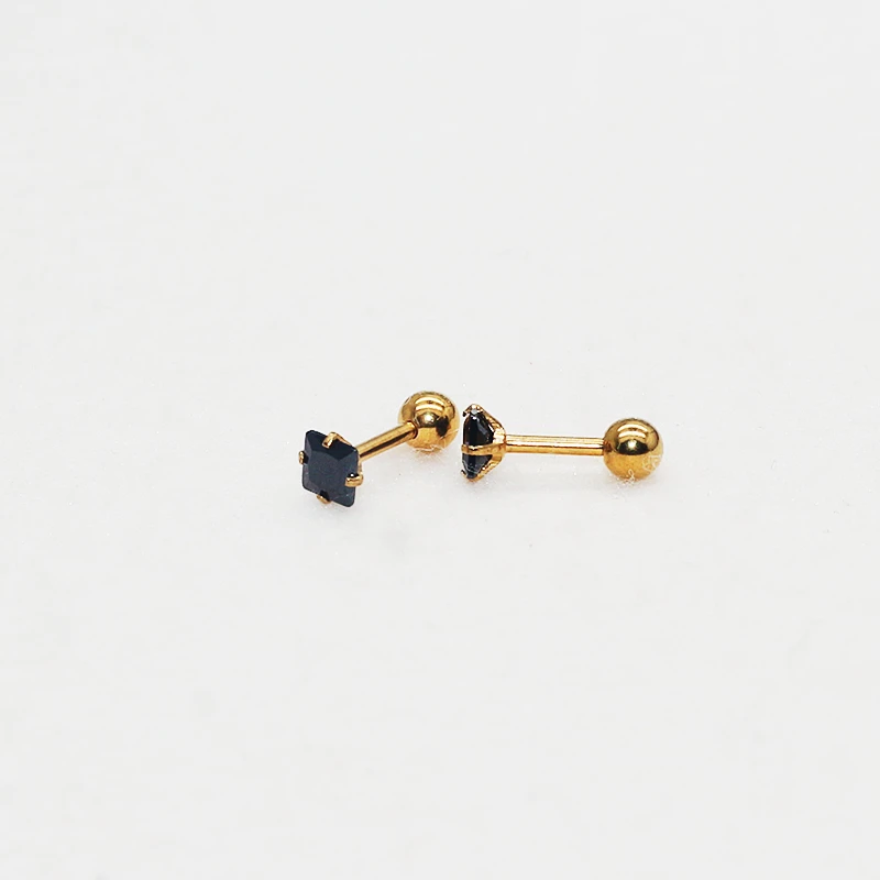 Elegante Minimalistische Edelstahl Quadratische AAA Zirkonia Drehbare Kugel-Ohrstecker Hypoallergenes Geschenk für Frauen – Detail 4
