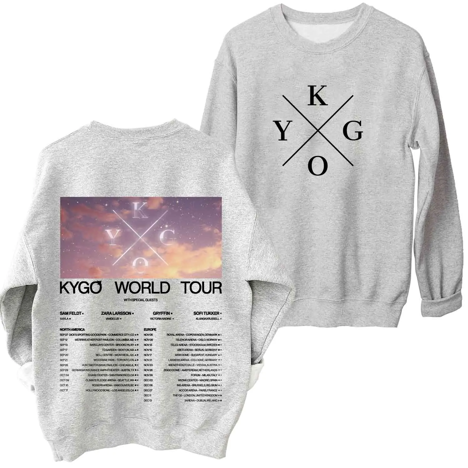 Kygo World Tour-Sweat à Capuche à Manches sulfet Col Rond pour Homme et Femme, Vêtement Décontracté avec Impression Régulière, Printemps et Automne 2024