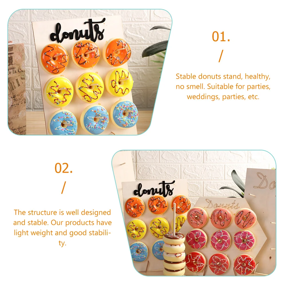 

2Sets Donut Stand for Party Donut Display Board Wooden Dessert Table Display Set Elegant Wedding Desert Stand Detachable