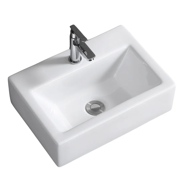 Wall-mounted Ceramic Washbasin Mini Narrow Countertop Bathroom Sink Balcony Hand Wash Pool Washroom Laundry Sink with Drainer