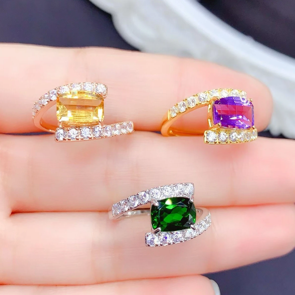 

Кольцо из 100% натурального аметиста, серебро 925 пробы, ювелирное изделие с диопсидом, 6мм*8мм, 1.2 карата, кольцо из серебра с натуральным цитрином, с сертификатом