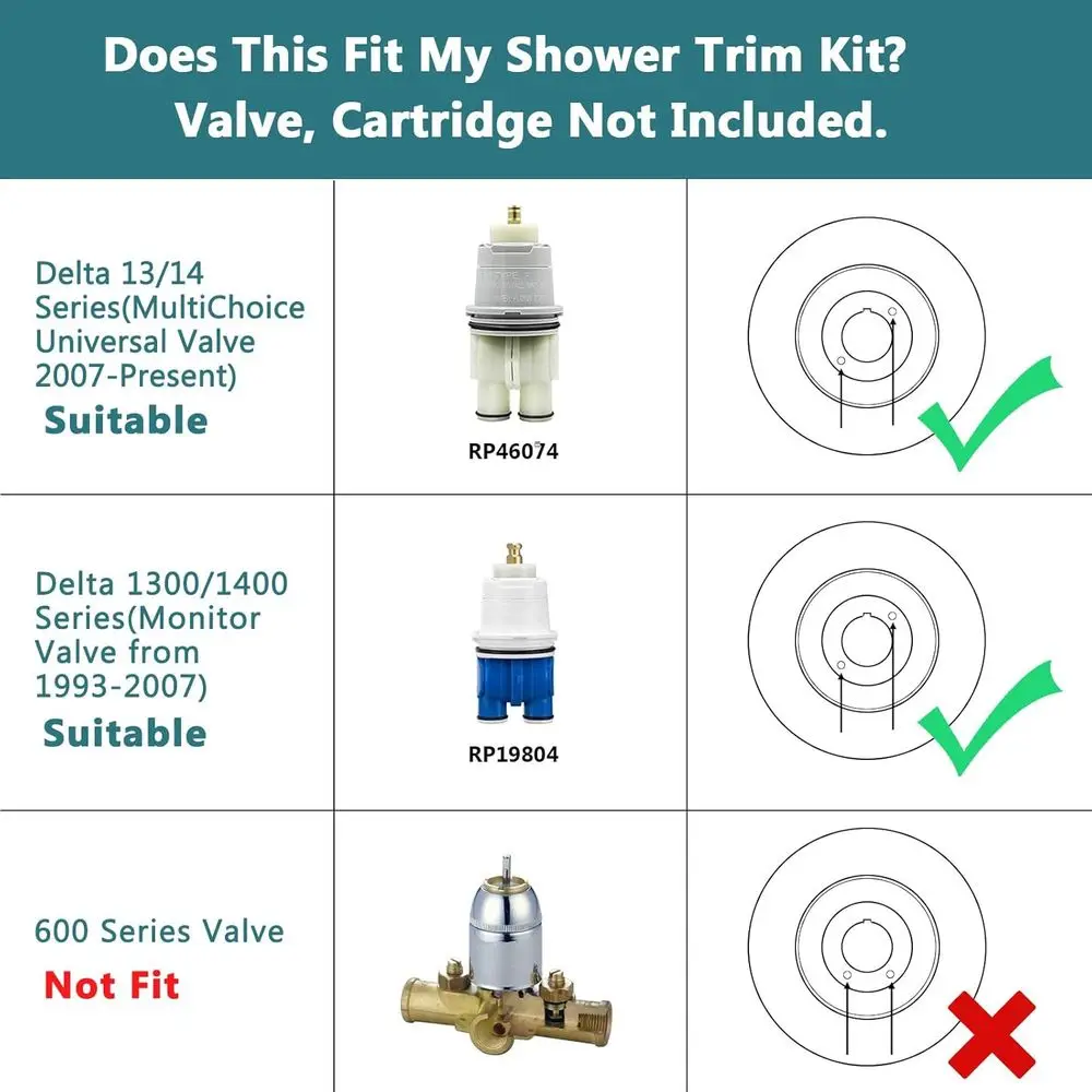 طقم حواف الدش البديلة من سلسلة Delta 1300/1400 مع 12 رأس مطر أسود غير لامع - بدون صمام #3