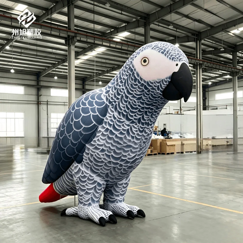 Inflatable African grey parrot model, suitable for outdoor wildlife protection activities and trade exhibitions