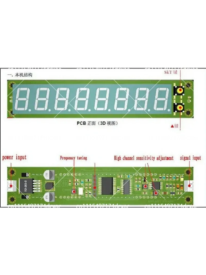 Blue 0.1-60MHz 20-2400MHz 2.4GHz RF Signal Frequency Counter Meter Tester