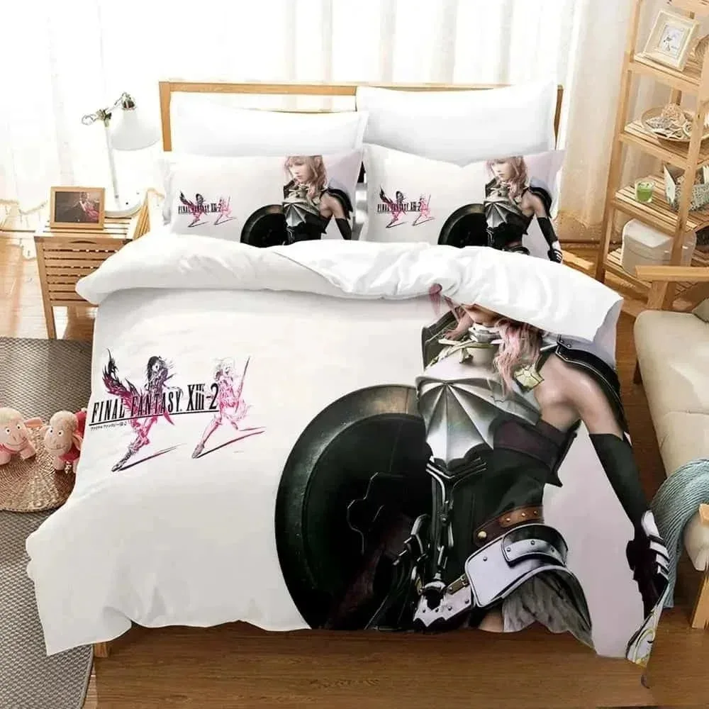 New 3D Print Anime Game FINAL FANTASY XIII-2 Bedding Set Boys Girls Twin Queen King Size Duvet Cover Pillowcase Bed boys Adult