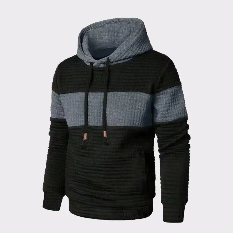 Men's Jacquard Colorblock Long Sve Hoodie Patchwork Design Comfortable Breathable Sweatshirt for Hiking Summer Season Animal ...