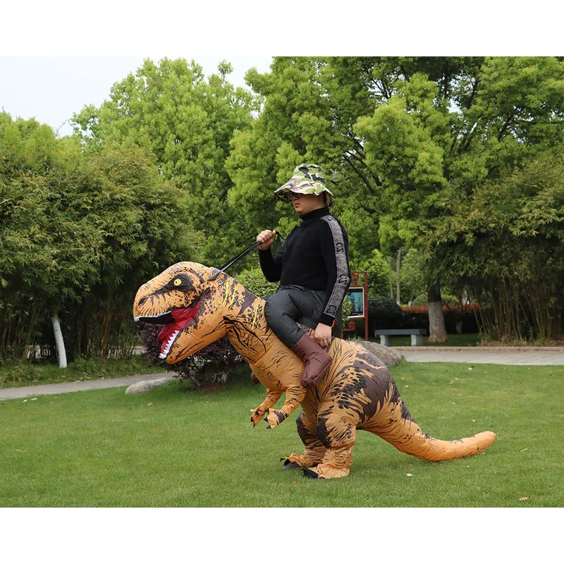 T-REX الوحش نفخ زي تفجير تأثيري ديناصور الملابس كرنفال هالوين عيد الميلاد فستان للرجل امرأة عرض الحفلات