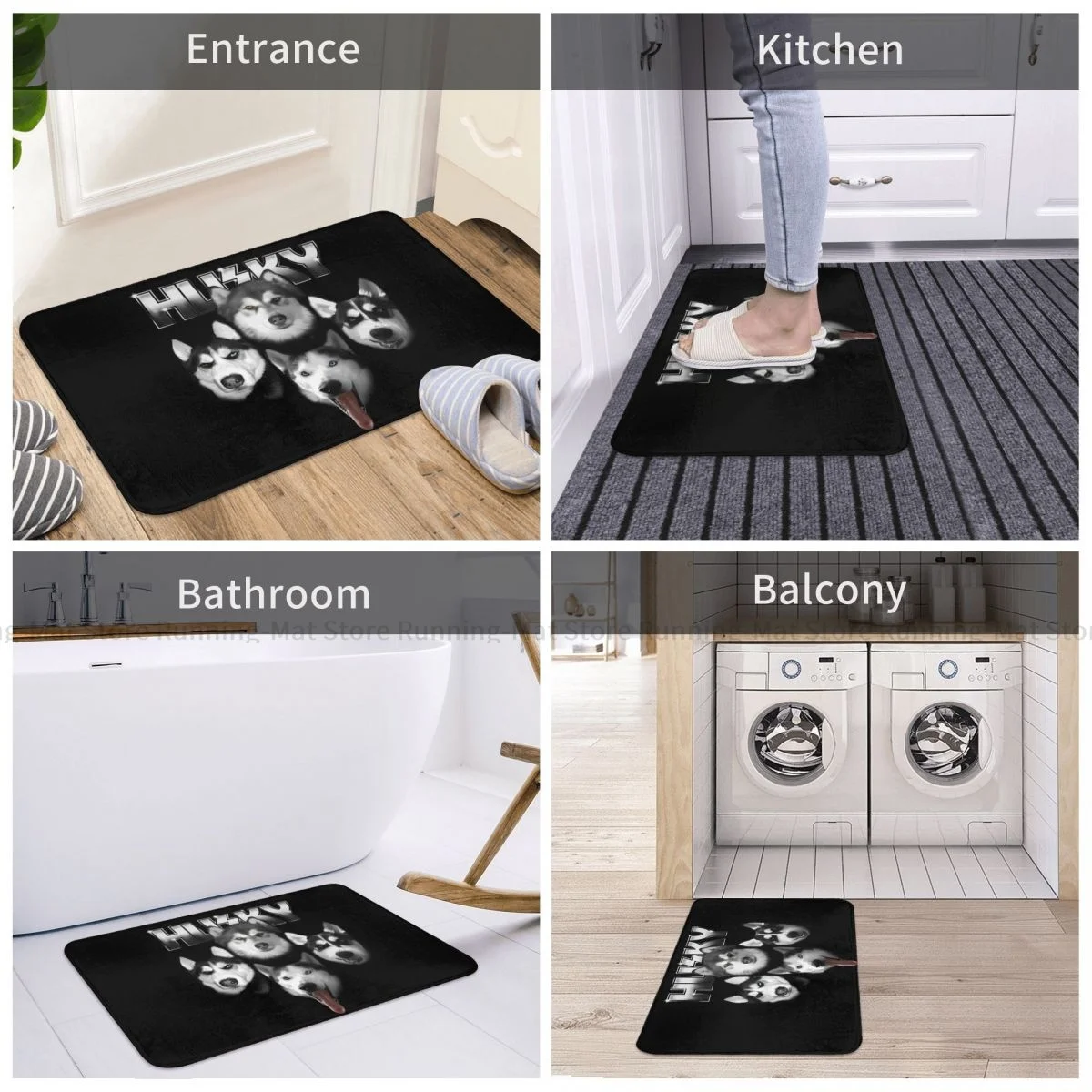 Dog Bathroom Non-Slip Carpet Siberian Husky Bedroom Mat Welcome Doormat Floor Decor Rug