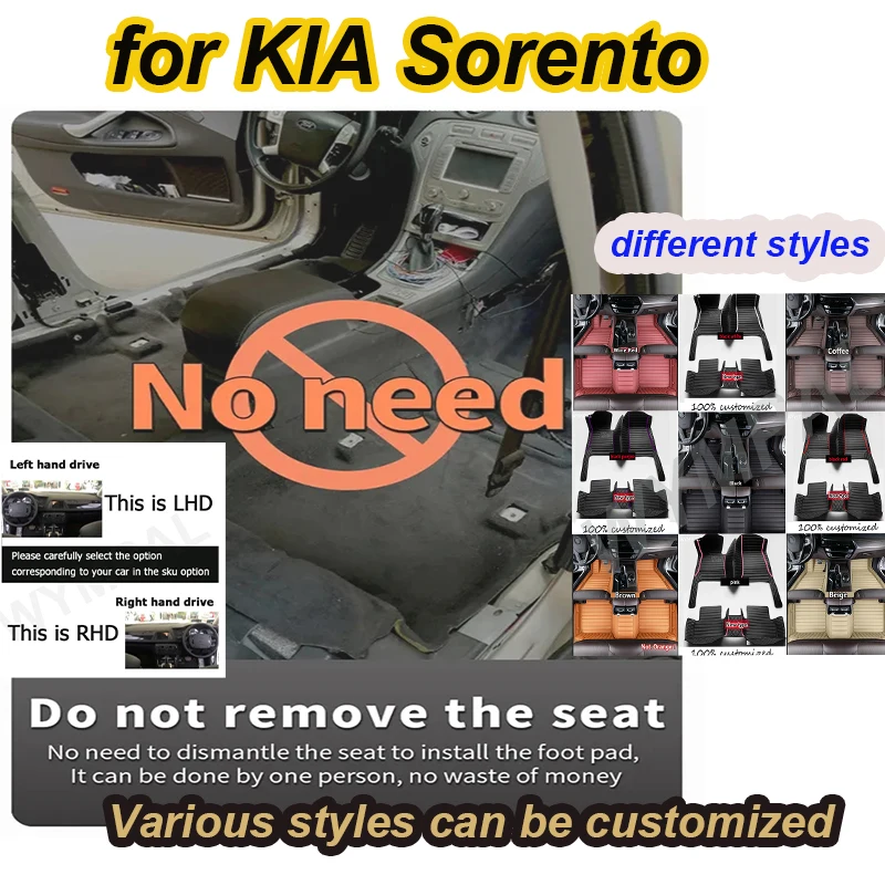 LUXURY Car floor mats for KIA Sorento（five seat）2006 2007 2008 Customauto foot Pads