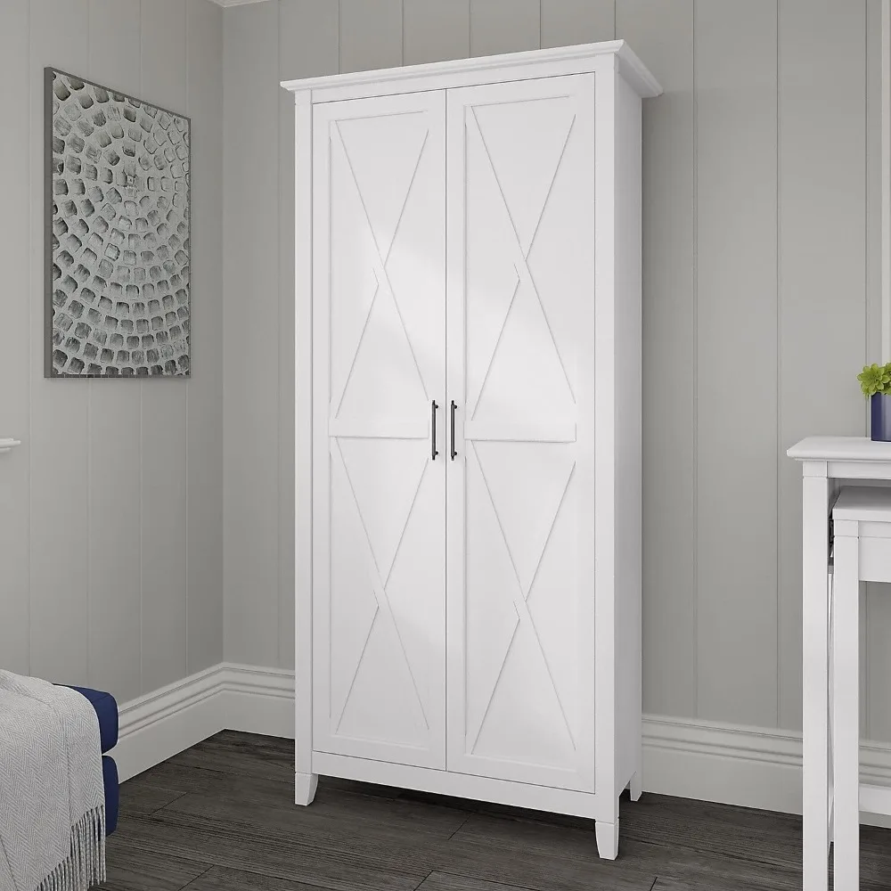 

Tall Storage Cabinet with Doors in Pure White Oak，Kitchen cabinets, living room cabinets, multi-purpose lockers