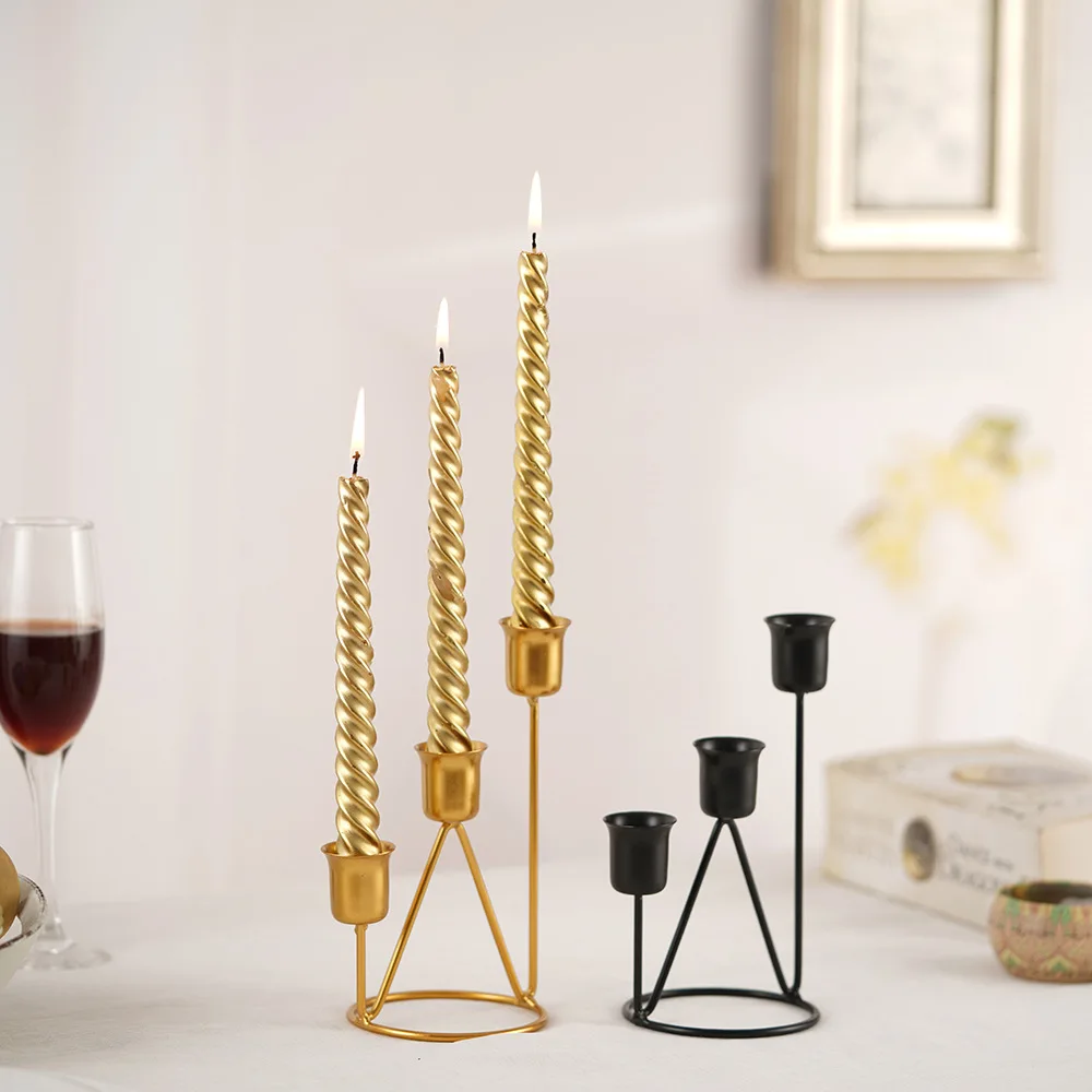 1pc European Style Three Head Candlestick Luxury Iron Candle Holder Tabletop Decoration Home Wedding Dinner Props Decoration
