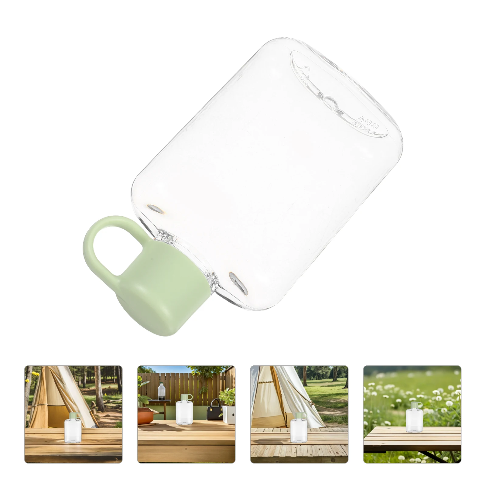 

Outdoor Portable Water Cup Plastic Pot Camping Bottle Small Flat Student Picnic Mug for Use