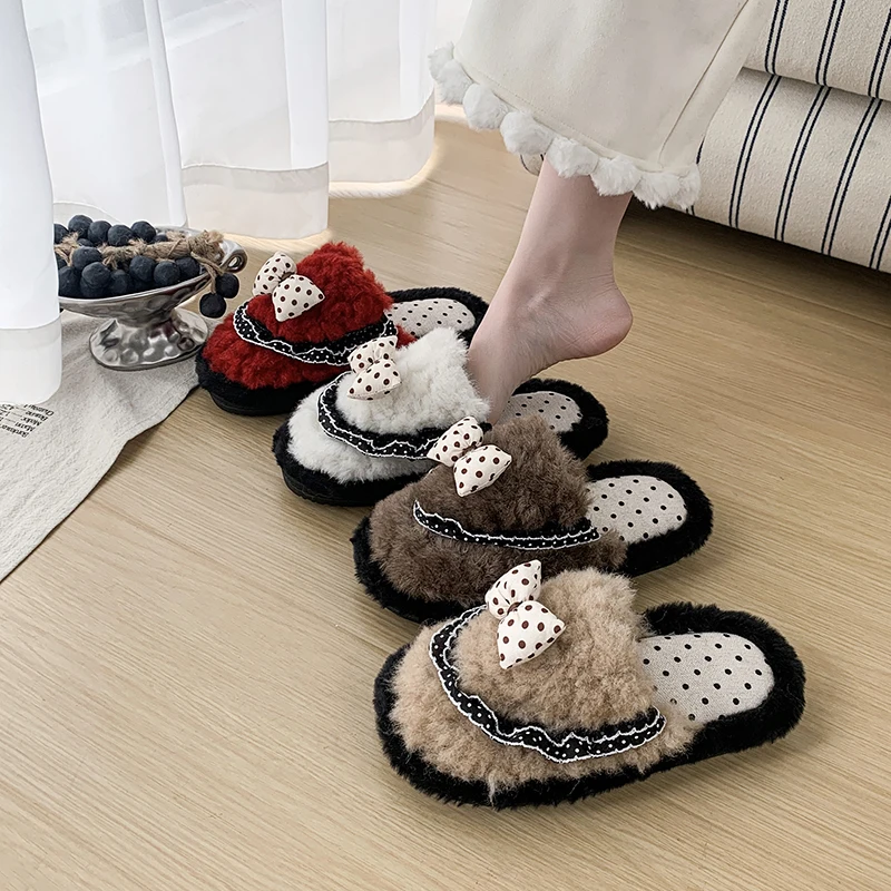 Household Plush Cotton Slippers Comfort Warm Home Footwear Anti Slip Sole for Indoor Rest Cold Weather Daily Use