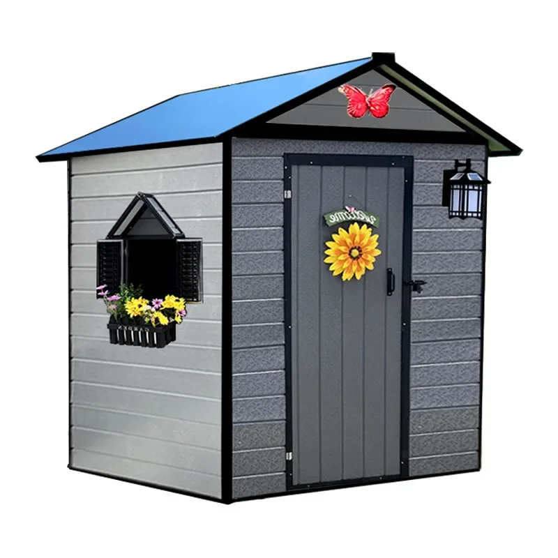 

6x6 FTShed Outdoor Storage Shed Floor Frame Kit Lockable Door Metal Storage Cabinet With Slopping Roof For Tools Garden Storage