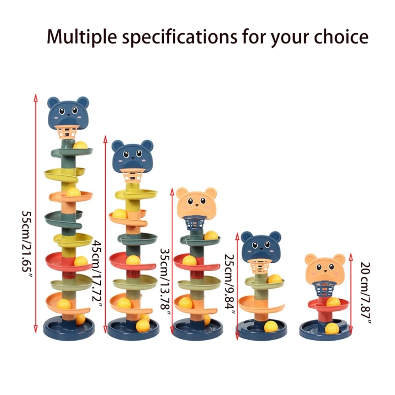 Interactive โยนเกมติดตามบอลสไลด์ของเล่นอเนกประสงค์ Stacking Tower Block การรับรู้สีสำหรับชุดเล่นตลกเด็ก