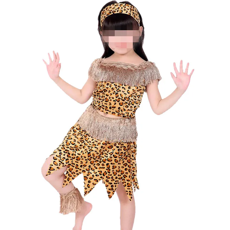 Kids Boys Girls African Original  Savage Costume Wild  Costumes  Carnival  Role Play Children's Day  Cosplay Halloween