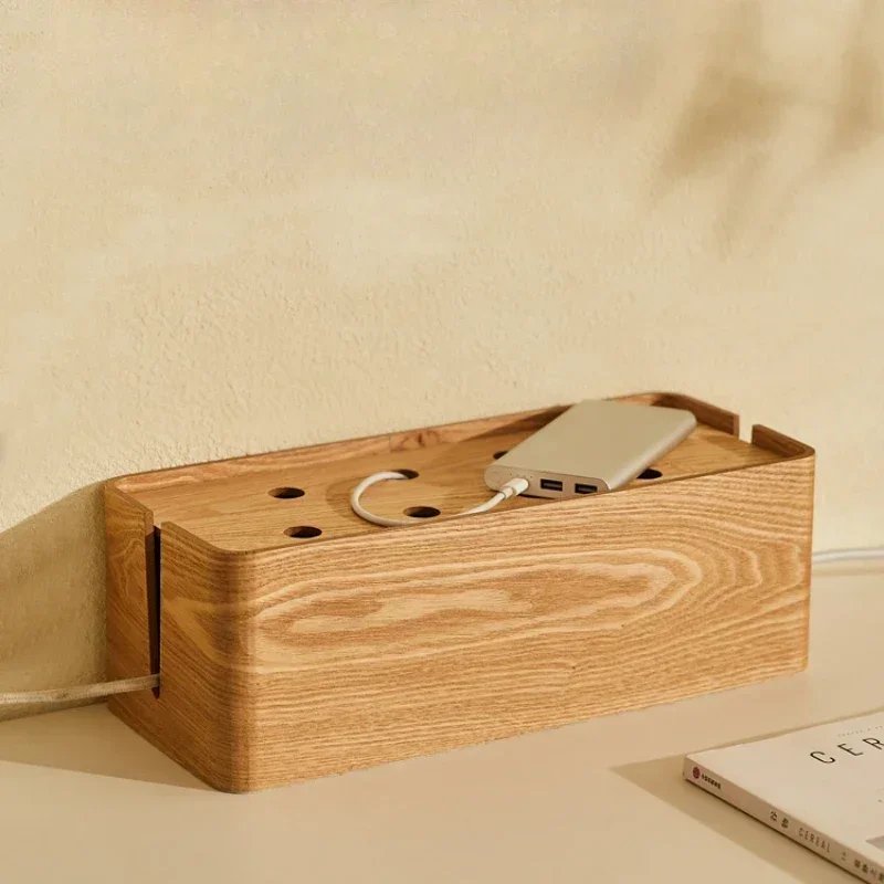 Power Strip Storage Box Upscale Cable Organizer Desktop Plug Socket Holder Neat Electrical Management Box with Stylish Cover