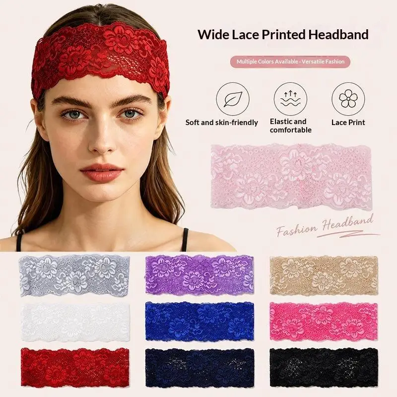 Breites Spitzenblumen-Haarband, weich, dehnbar, in verschiedenen Farben erhältlich, ideal für den täglichen Gebrauch, Yoga, Partys und zum Stylen der Haare. – Detail 23