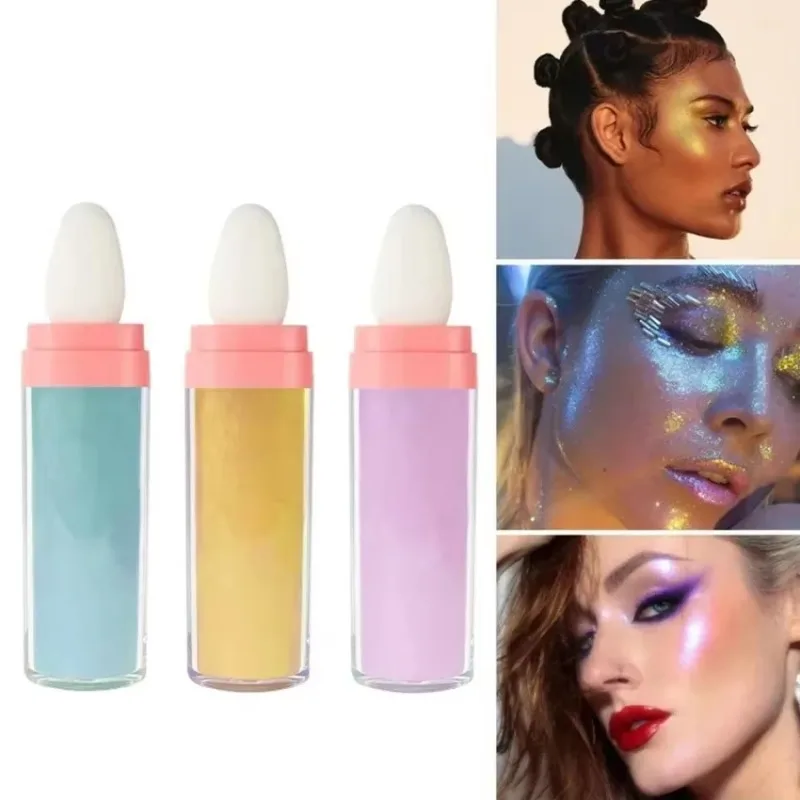 Marca própria 6 cores iluminador pó solto glitter alto pigmento de longa duração fácil de aplicar brilhante para lábios e olhos maquiagem em massa