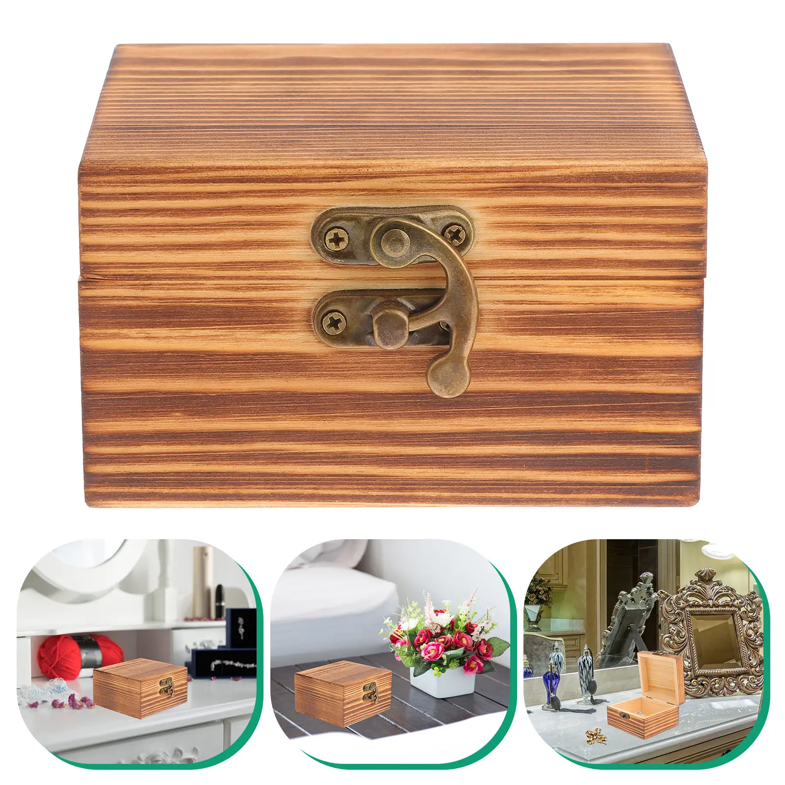 Sturdy Wooden Jewelry Box with Hinged Lid for Necklace Bracelet Watch Storage Display Gift Packaging Organized Dressing Table