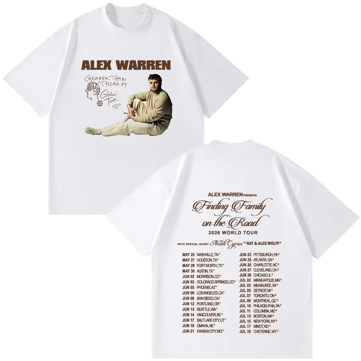 Summer Hot Sale Alex Warren 2026 Tour Graphic Merch T Shirt Men Women Fashion Vintage T-shirt Breathable and Comfortable Clothes