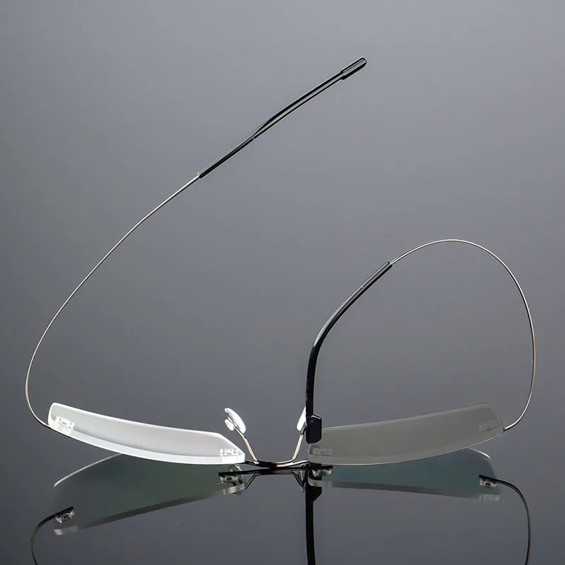 Randlose Ultraleichte Photochrome Myopie‑Brille Männer Titanlegierung Geschäftsbrille grau‑veränderliche Linsen – Detail 10