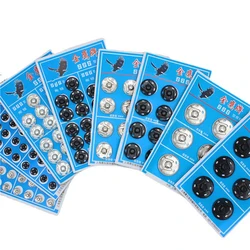 8/12/16/18/21mm Snap Buttons Black Silver Metal Fasteners Press Button Iron Stud Plating Round Button Garment Sewing Accessories