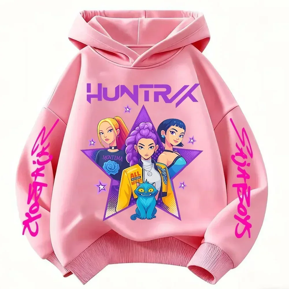 Drei-Mädchen-Grafik-Hoodies Kinder Mode Lila Pullover Sweatshirt für Mädchen – Detail 9