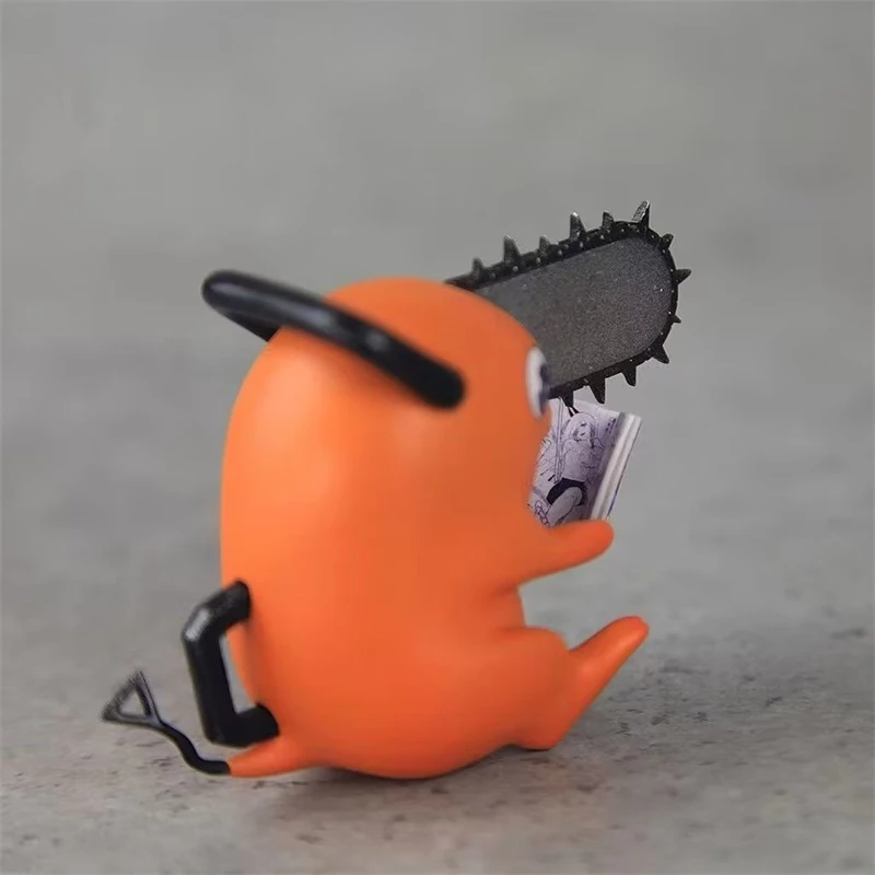 Chibi Chainsaw Character Resin Figure Cute Reading Pose Q Version Desk Decor For Collectors Teens Birthday Christmas Gift