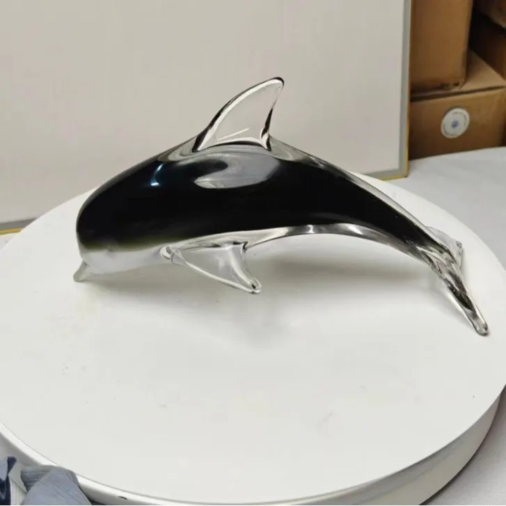 Glass dolphin glazed home wine cabinet creative decorative handicrafts small ornaments fish tank landscaping marine animal gifts