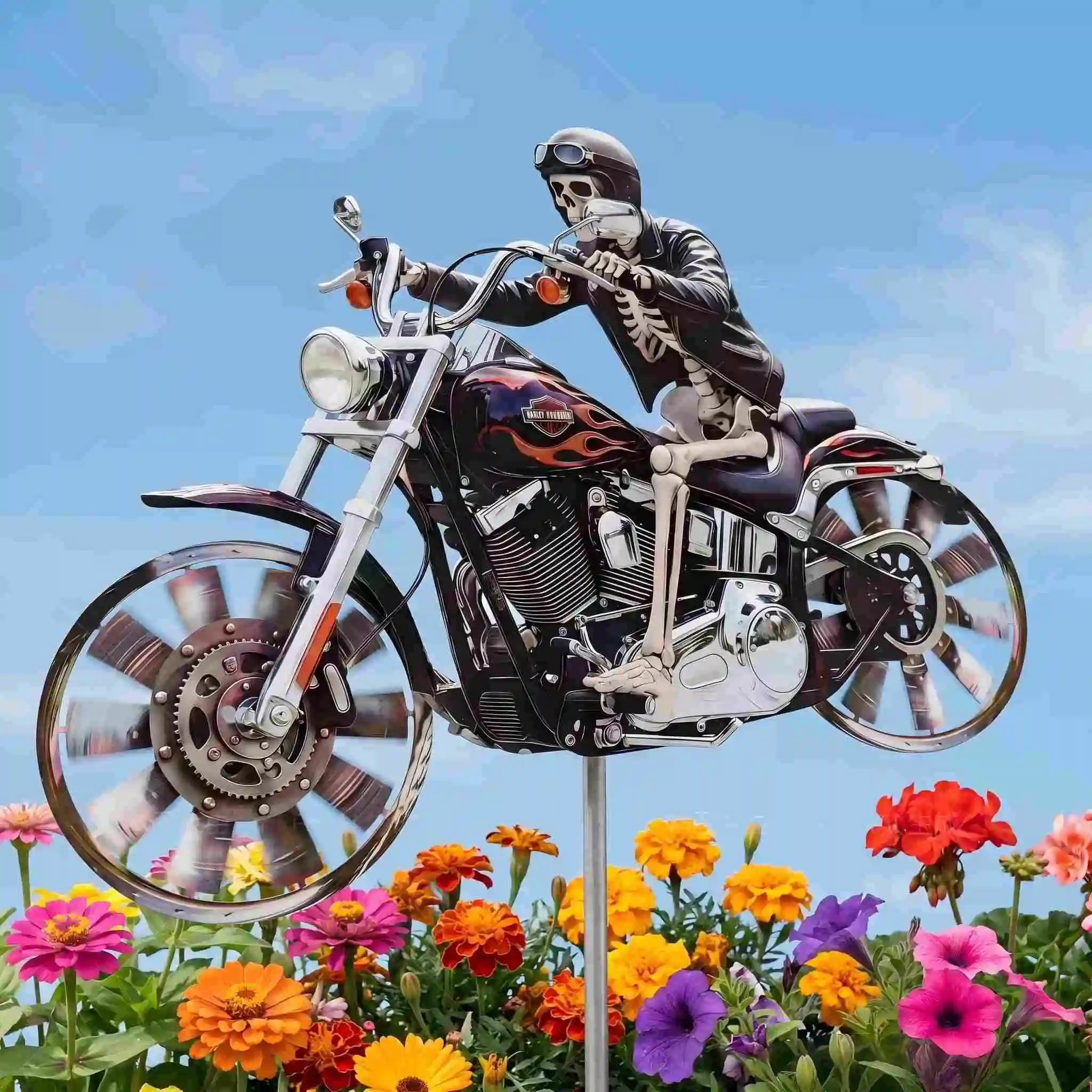 

Motorcycle Wind Spinner Metal Decorative Pinwheel Windmill for Yard for Outdoor Patio Lawn Garden Landscape Backyard Art Decor