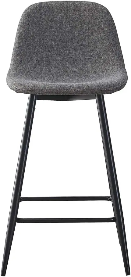 Tecido de linho Bar Stools Set, balcão altura Bar Stool com costas, pernas de metal resistentes, apoio para os pés, cadeiras de cozinha para casa, conjunto de 2, 26 in