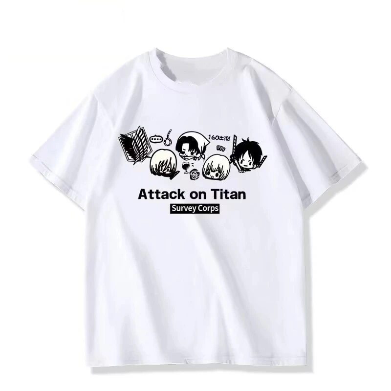 

"Fashionable Pure Cotton Men's T-shirt: Attack on Titan Short-sleeved T-shirt for Men, Anime Levi's Captain Eren Mikasa Clothes