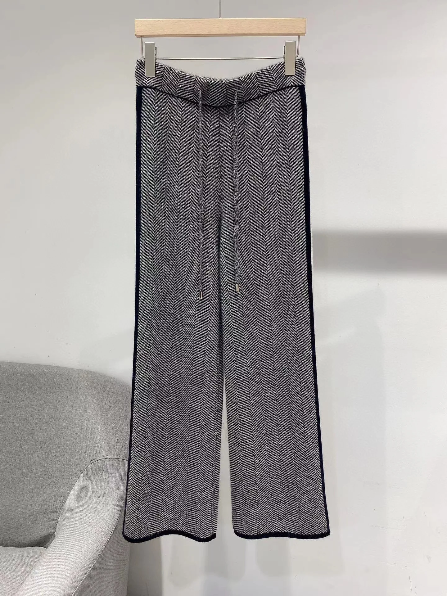 Autumn Winter Collection Wide Leg Knitted Cashmere Pants