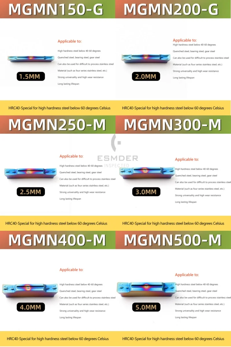 

MGMN150 MGMN200 MGMN250 MGMN300 MGMN400 MGMN500 G M Carbide Grooving Insert Slotted Blade For Nano Blue Quenched Steel CNC Lathe