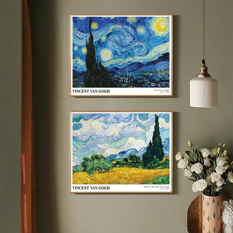 Colorful Van Gogh Vintage Poster Starry Night Over The Rhone Art Print Canvas Painting Wall Art HD Pictures For Room Home Decor