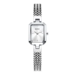 Reloj de pulsera BERNY cuadrado para mujer, relojes de cuarzo de lujo a la moda, Mini esfera rectangular minimalista, joyería de acero inoxidable, reloj para mujer