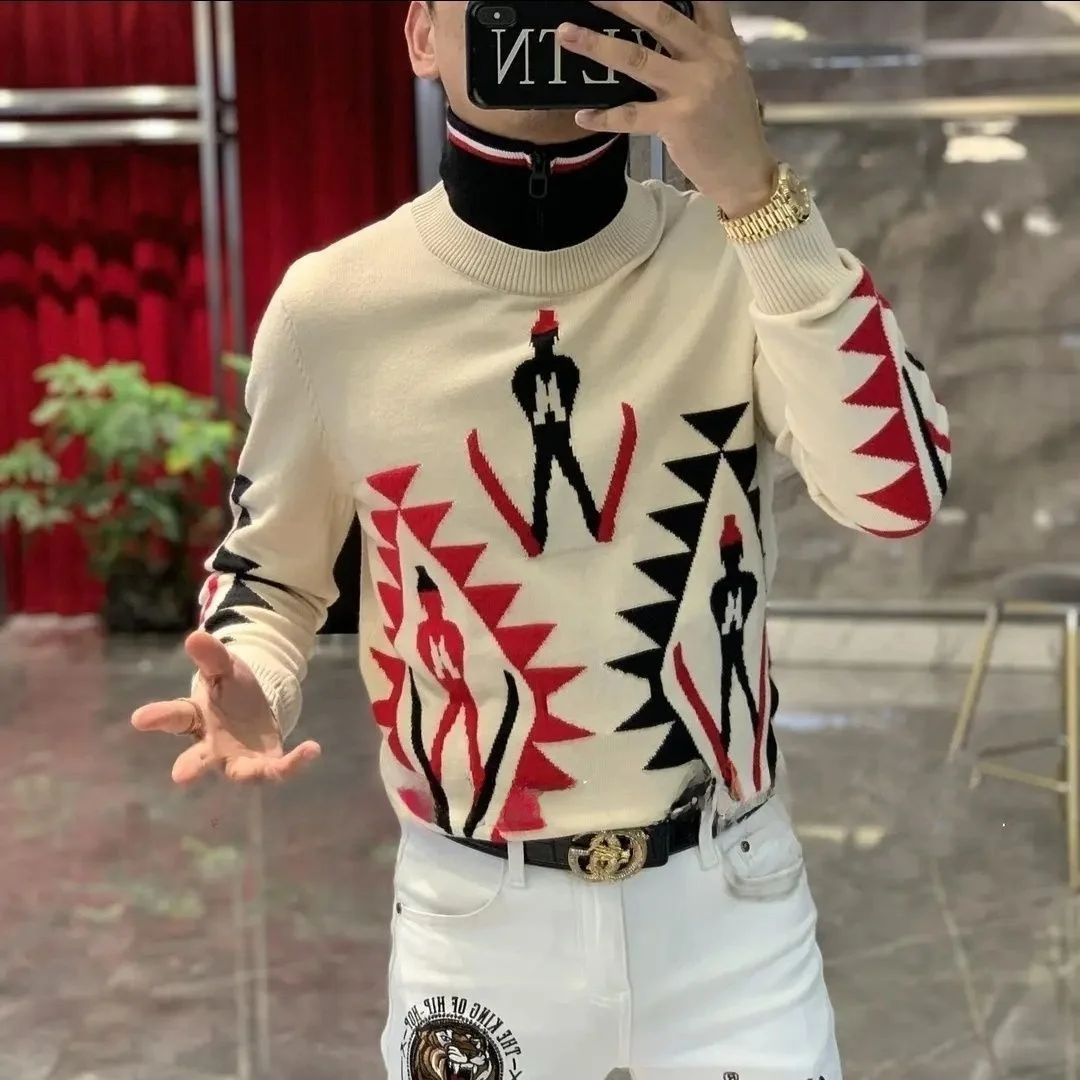 

Высококачественный модный зимний повседневный мужской свитер с молнией, имитация двухслойности, из волокна Coolmax, с длинным рукавом, смесовый хлопок