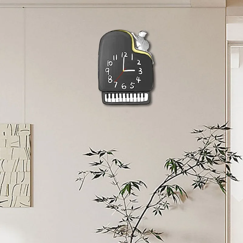 Piano Wall Clock Super Silent Quartz Clocks When Decorating Reloj De Pared Creativo Living Room Decoration Horloge Mural 2026