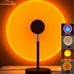 USB Rainbow Sunset Red Projector Led Night Light Sun Projection Desk Lamp For Bedroom Bar Coffee Store Wall Decoration Lighting