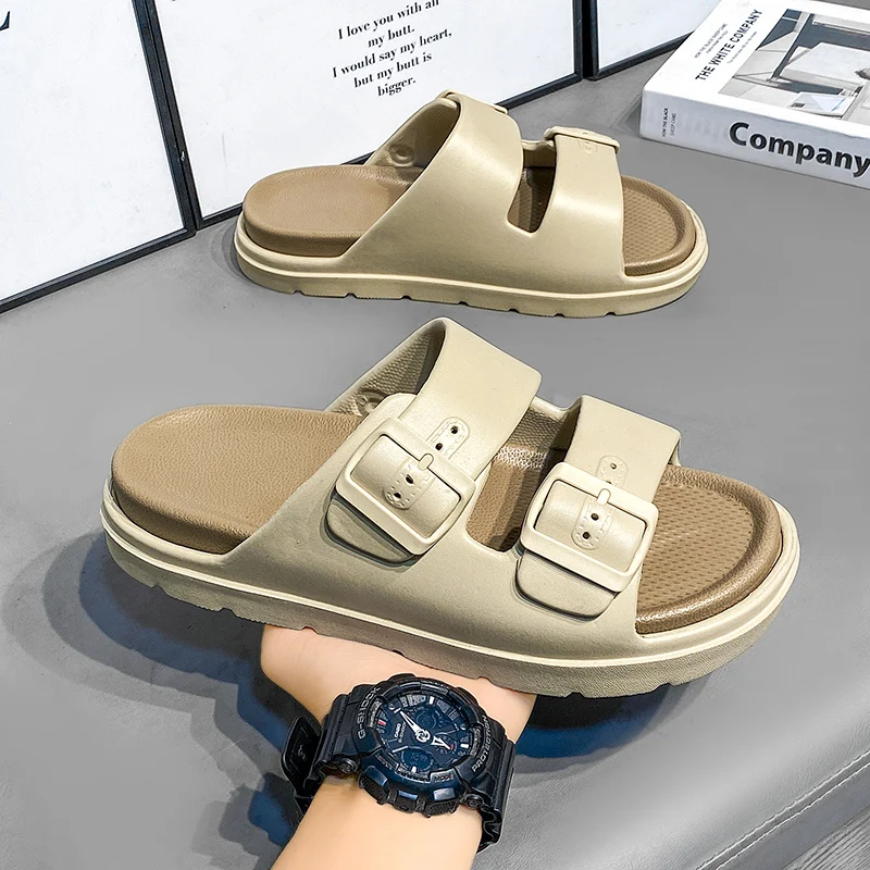 

Men's summer simple retro buckle EVA slippers Men's lightweight waterproof shoes Men's one-pedal outdoor sandals