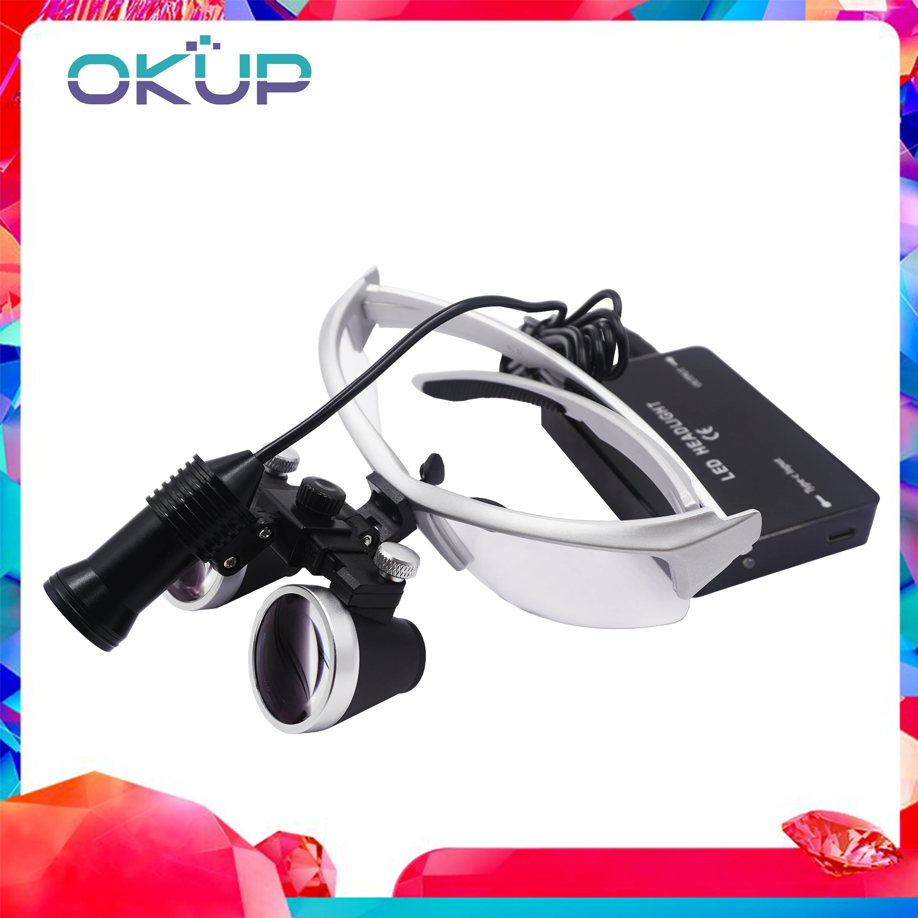 Dental Loupes Binocular Magnifier 2.5X 3.5X Cloth Box with Optional LED Head Lamp Surgical Headlight Rechargeable Battery