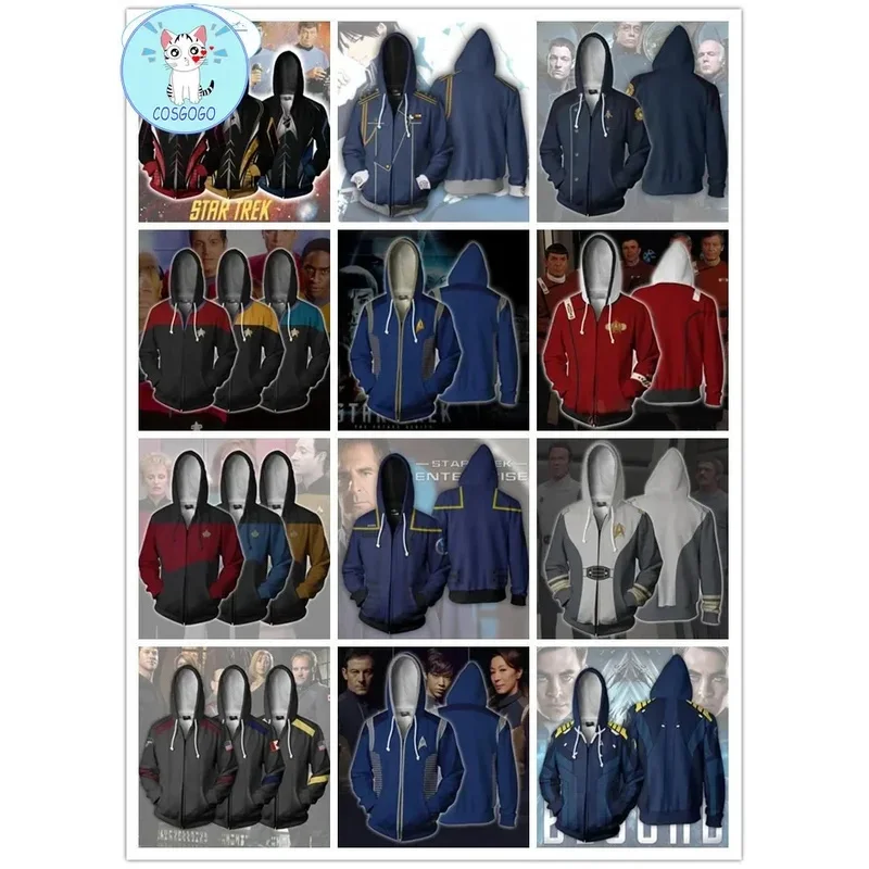 2025 aaa 보이저 커맨드 코스프레 스타 코스튬 트렉 후디 스웨트셔츠 3D 프린트 지퍼 재킷 스웨트셔츠 코트 트랙수트