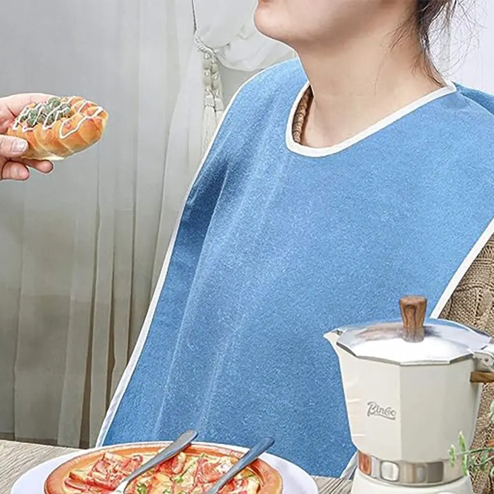 Multi-purpose Adjustable Adult Bibs Stain Resistant Washable Senior Citizens Bibs Thicked Soft Rice Pocket Bib a Mess-Free Diet